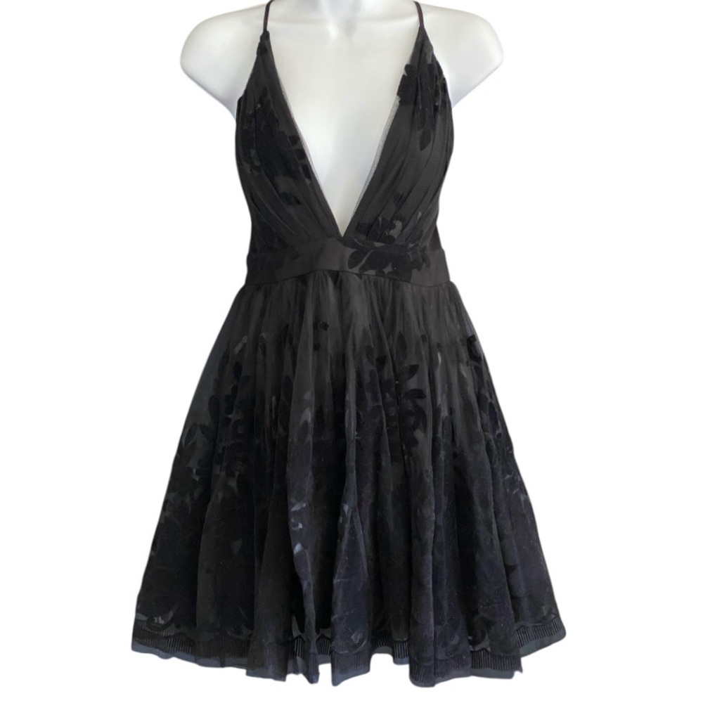 Luxxel Party Dress Flocked Lace Tulle Black S Whimsical Fairy Ballerina Goth